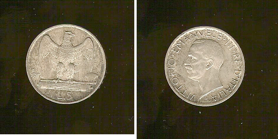 Italy 5 lire 1927 AU